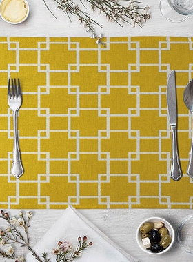 Yellow Black Geometric Pattern Table Mat Creative Table Napk
