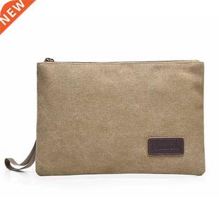 Vintage Men Clutch Bag Casual Designer Solid Canvas Men Env