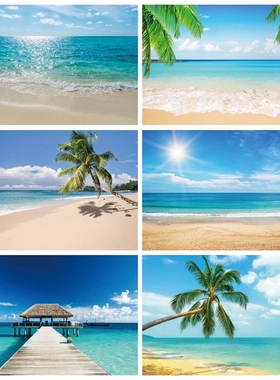 Laeacco Sea Backgrounds Tropical Summer Beach Sand Blue Sky