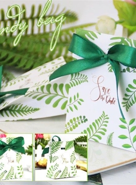Gift Box Plants Printed Gift Bag With Ribbon Tie Handmade