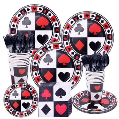 Poker Card Party Decoration Disposable Tableware Set Latex