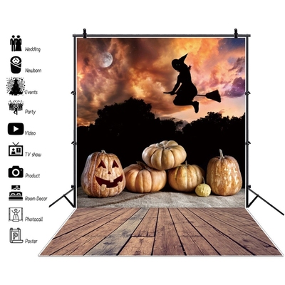 Laeacco Photo Backdrops Happy Halloween Pumpkin Wizard Moon