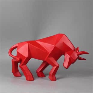Resin Bull Statue Bison Sculpture Decoration Abstract Anima
