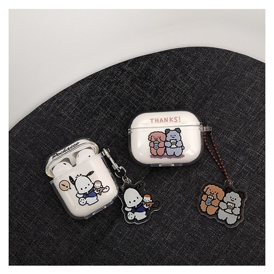 Cute Cartoon Bubble tea bear For AirPod 1 2 Case Transparen