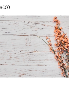 Laeacco Photophone White Wooden Board Blossom Flowers Photo