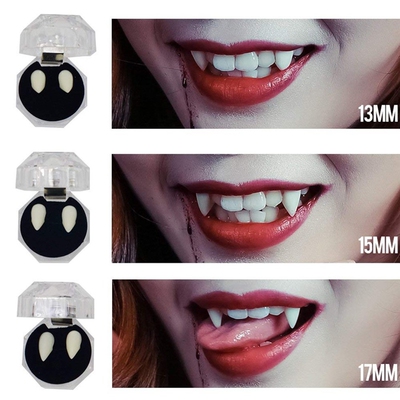 1 Pair Vampire Teeth Fangs Elf Ears Dentures Props Hallowee