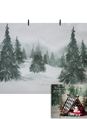 Mehofond Winter Christmas Backdrop Snow Forest Tree Baby Sh