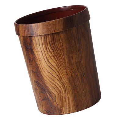 1PC Woodgraining Container Vintage Trash Can Imitated Wood