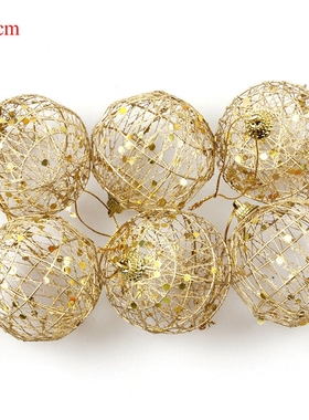 6Pcs Glitter New Year Christmas  Baubles Xmas Tree Hanging O