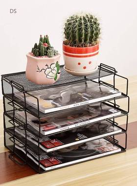 Metal Mesh File A4 Paper Storage Basket Tray Bookends Stacka