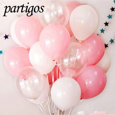 12pcs 10inch White Pink Transparent Balloons Latex balloon