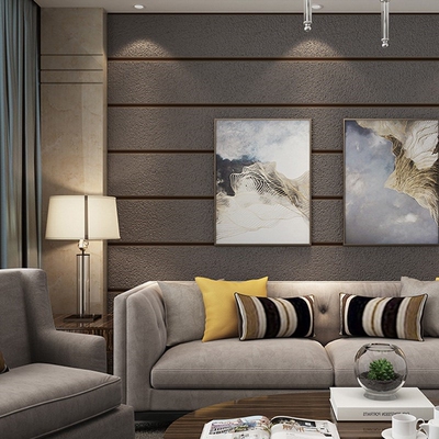 Modern simple 3D Wallpaper imitation velvet stripe wallpape