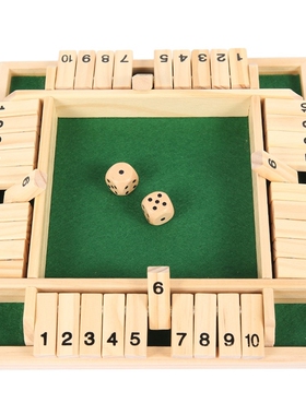 Four Sided 10 Numbers Shut The Box Board Game Wooden Flap