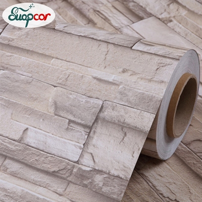 Self Adhesive PVC Brick Wallpaper For Living Room TV Backgr