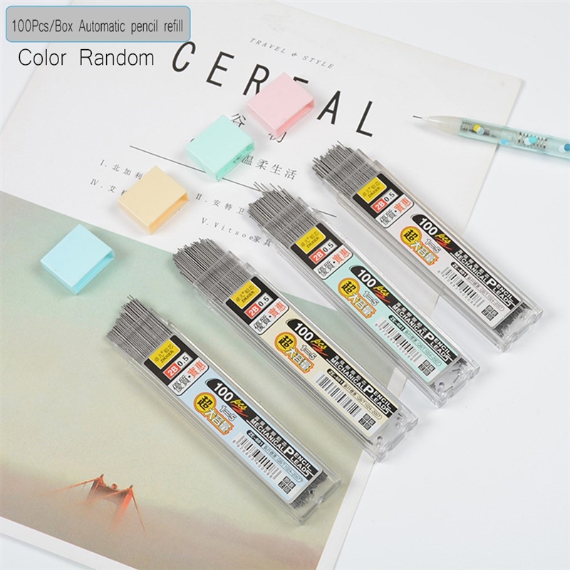 100Pcs/Box 0.5/0.7mm Graphite Lead 2B Mechanical Pencil Rep