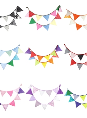 3.2m 12 Flags Handmade Cotton Cloth Banner Pennant Garland