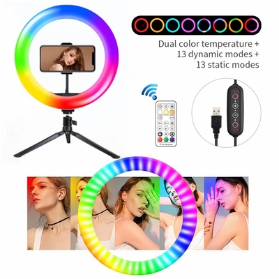 RGB Colorful Ring Light 10 inch 26 Colors Video Lights With