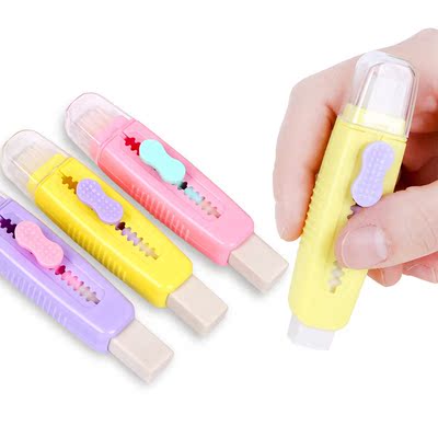 Creative Push Pull Eraser With soft Brush Pencil Rubber For