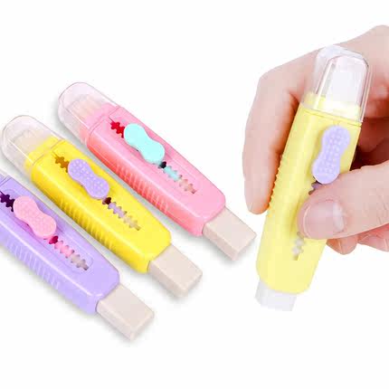 Creative Push Pull Eraser With soft Brush Pencil Rubber For