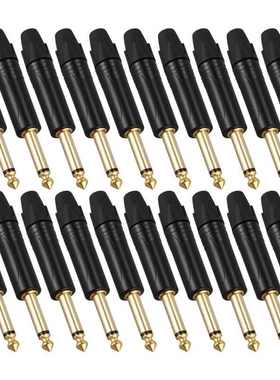 Gold Plating 20Pcs Plug Mono Professional 2 Pole 6.35 Mm