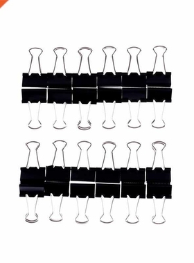 12pcs Paper Clip 15mm Foldback Metal Binder Clips Black Grip