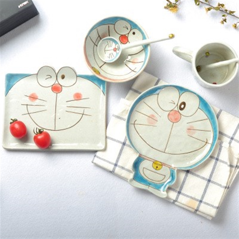 Creative doraemon crockery bowl plate set tableware jingle c