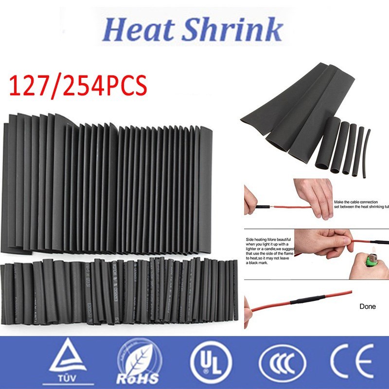 127/254Pcs Heat Shrink Connector Wire Tube Assortment Wrap T