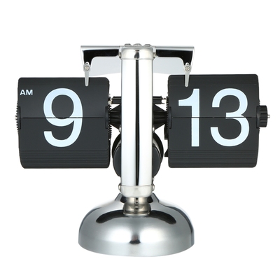 Table Clock Small Scale Retro Flip Over Desk Clock Stainless