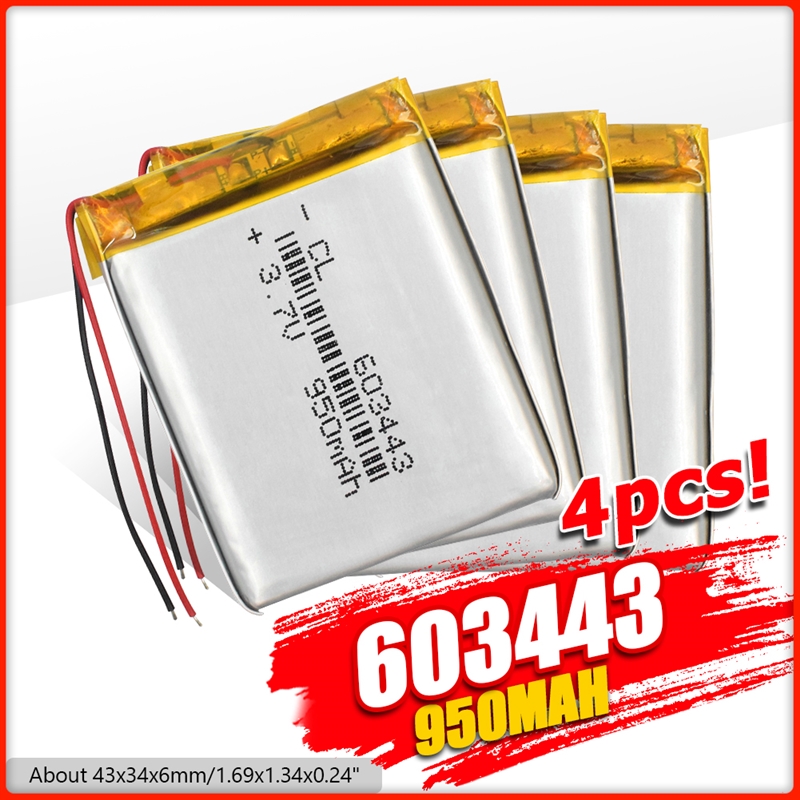 3.7V 950mAh Battery 603443 li-ion Lipo cells Lithium Li-Po P