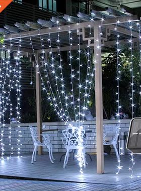 xM 00LEDs Solar Window Curtain Garland Light Outdoor Wedd
