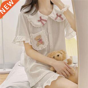 Q Japanese Style Lace Doll Collar Poet Bear Eroidery