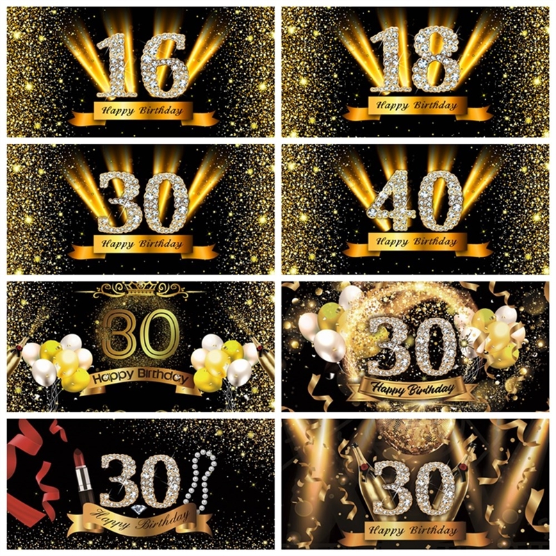 Happy 50 40 30 18 16th Birthday Party Golden Dots Poster Ph