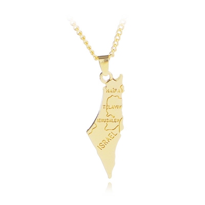 Happy Hanukkah Gold Color Israel Necklace Jewelry Jewish Je
