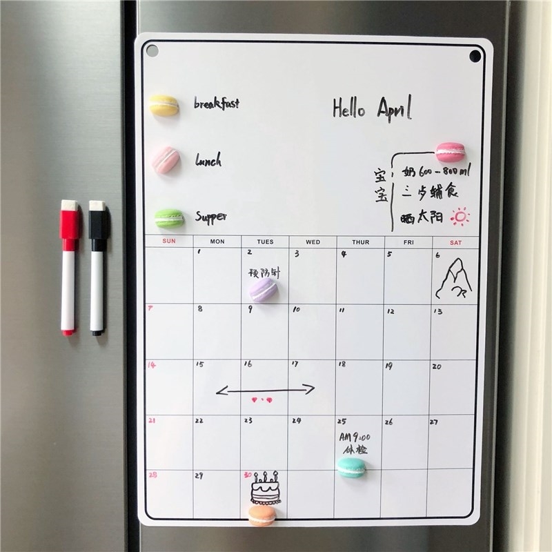 Magnetic Weekly Planner Fridge Board - Notice Memo Meal Whit