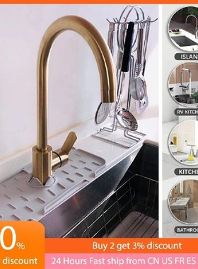 Faucet Sink Splash Catcher Washable Silicone Backsplash