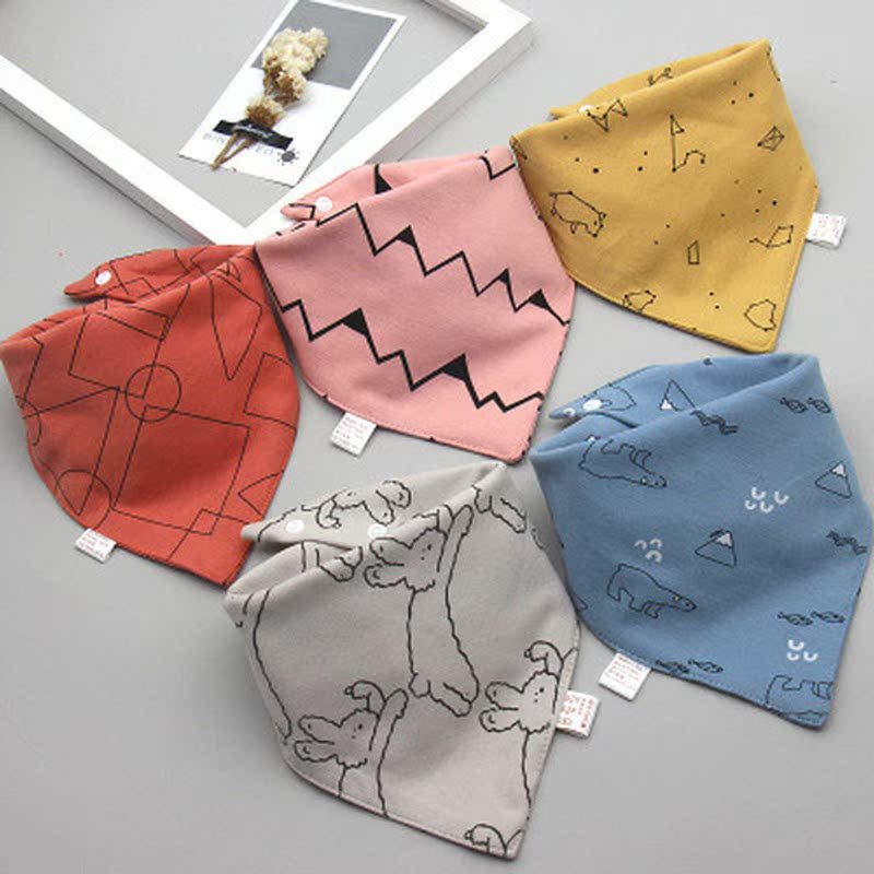 5pcs Baby Bibs Triangle Scarf Cotton Cartoon Child Bandana B
