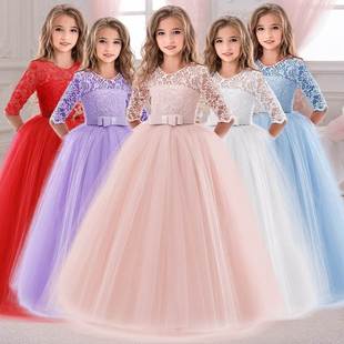 2021 Winter Long Sleeve Girl Party Dress Wedding Dress Kids