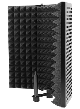 Black Foldable Microphone Isolation Shield Adjustable Studi