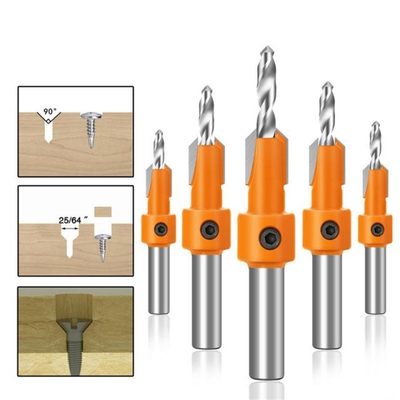 1/5Pc 8/10mm Shank Woodworking Countersink Router Bit Set Sc