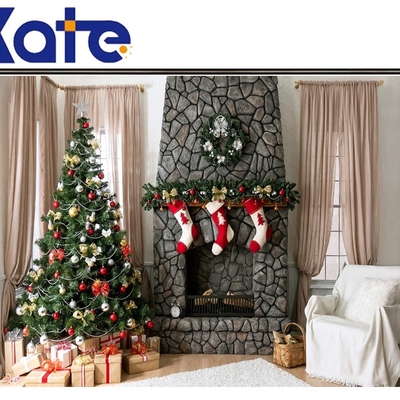 Kate Christmas Backdrop Fireplace Sock Curtains Fondo Fotogr