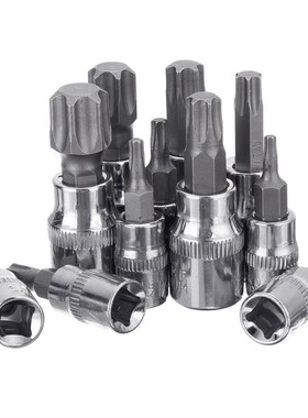 11Pcs 1/4 3/8 Inch Torx Hex Star Bit Set Security Tamper Pro