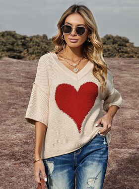 Love Sweater Women's Autumn European and American New V-