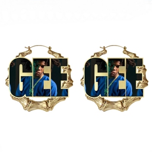 Personalized 16k real gold plating bamboo Earrings Custom n