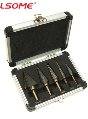 5pc HSS Cobalt Step Drill Bit Set itanium Cone Drill Hole Cu
