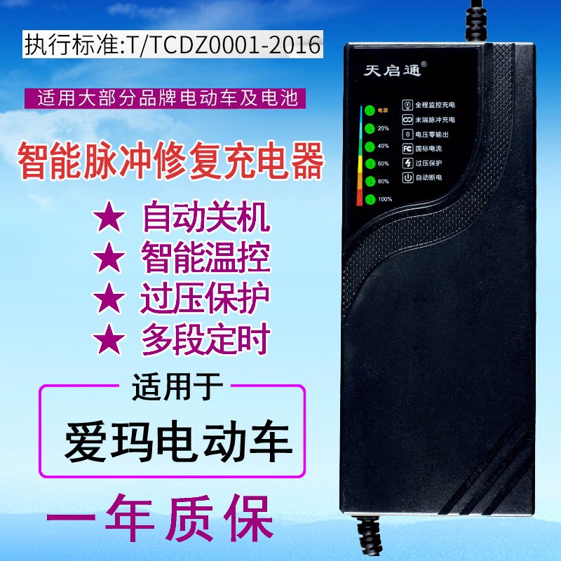 爱玛电动车充电器电瓶车自动断电70V20ah48V30A60V20AH通用双定时