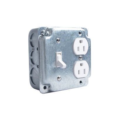 美规台湾单开开关不锈钢面板明装底盒美式电源插座多孔15A 110V