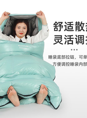 户外睡袋露营保暖信封式双人鹅绒