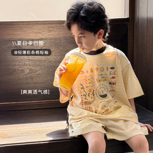 薄款 童装 体恤上衣潮酷t 中大童男孩夏季 2026新款 男童短袖 T恤夏装