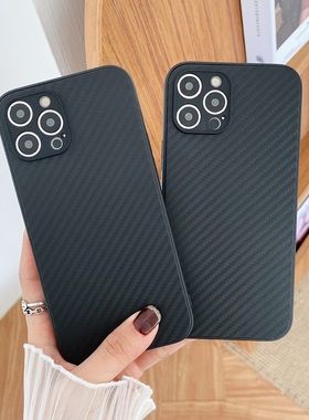 纤维纹6手机壳适用iPhone12苹果17air简约16e商务15plus时尚14pro黑色13mini11xs男max软xr7pTPU8保护套5se