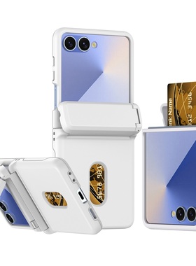 时尚折叠插卡Galaxy手机壳适用三星Z Flip7简约透明Zfp5白色现代隐藏支架带卡包八达通名片防摔紫色ZP6保护套